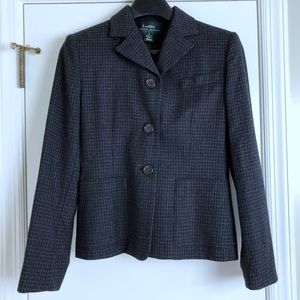 Ralph Lauren wool blazer size 4 gray check jacket